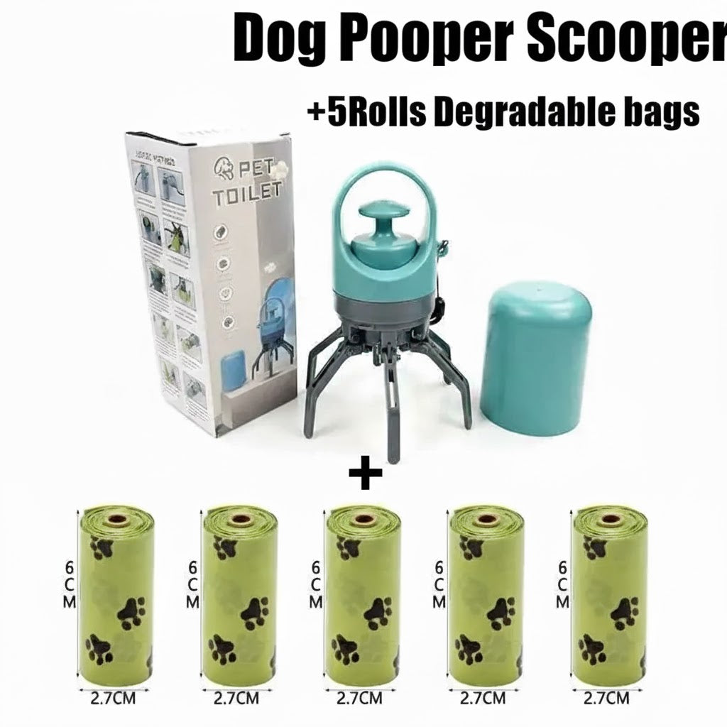 Luna & Kin Portable Dog Poop Scooper set + 5 rolls (75 bags)