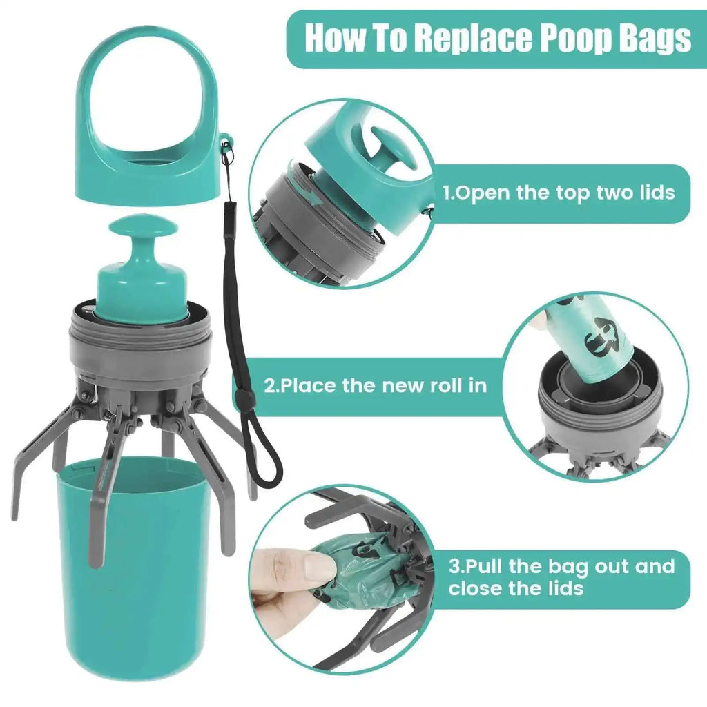 Luna & Kin Portable Dog Poop Scooper set + 5 rolls (75 bags)